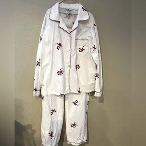2 pc Button front tranquility, peace ladies pajama lounge wear size M